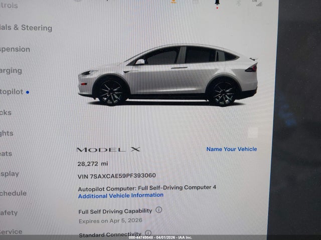 44749548 :رقم المزاد ، 7SAXCAE59PF393060 vin ، 2023 Tesla Model X Dual Motor All-wheel Drive/standard Range مزاد بيع