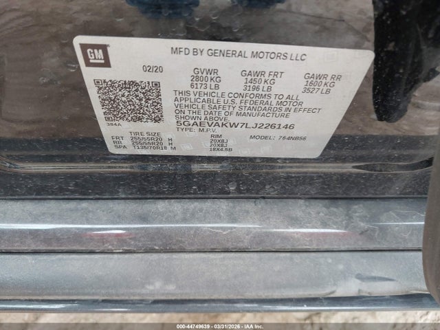 Aukcja sprzedaży 2020 Buick Enclave Awd Essence, vin: 5GAEVAKW7LJ226146, numer aukcji: 44749639