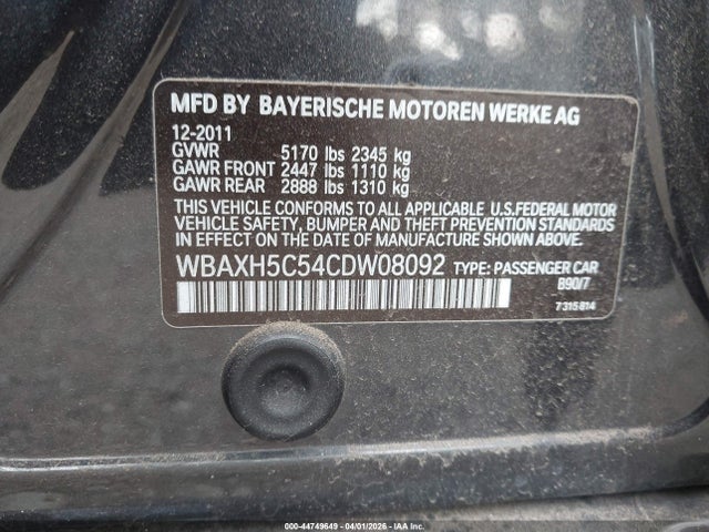 Продаж на аукціоні авто 2012 Bmw 528i Xdrive, vin: WBAXH5C54CDW08092, номер лоту: 44749649