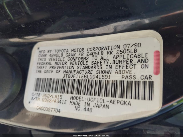 Продаж на аукціоні авто 1990 Lexus Ls 400, vin: JT8UF11E6L0041591, номер лоту: 44749696