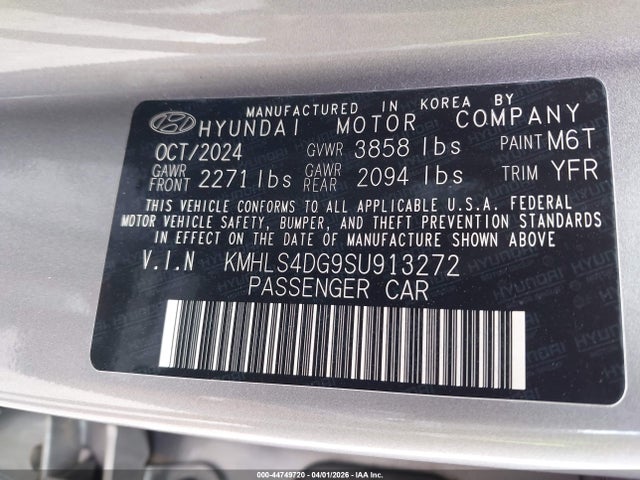 Продажа на аукционе авто 2025 Hyundai Elantra Sel Convenience, vin: KMHLS4DG9SU913272, номер лота: 44749720