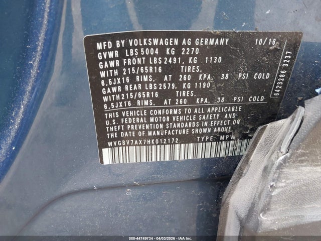 Продаж на аукціоні авто 2017 Volkswagen Tiguan 2.0t/2.0t S, vin: WVGBV7AX7HK012172, номер лоту: 44749734
