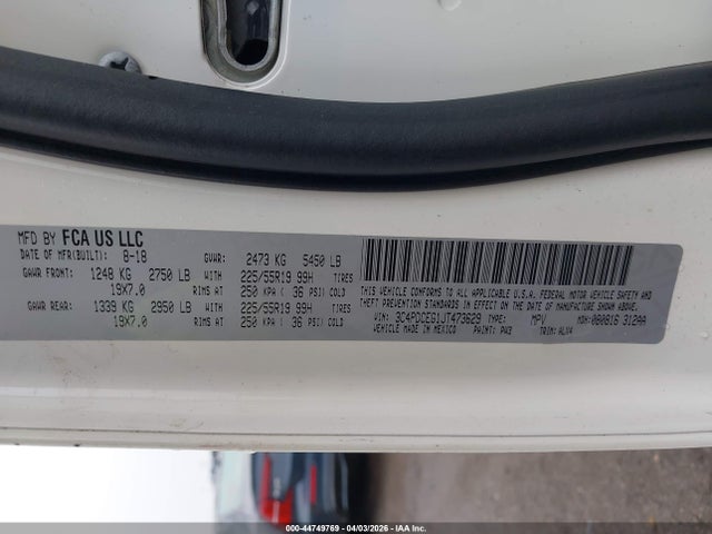 Продаж на аукціоні авто 2018 Dodge Journey Gt, vin: 3C4PDCEG1JT473629, номер лоту: 44749769