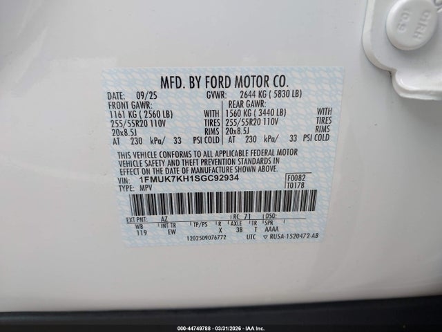 2025 FORD EXPLORER 1FMUK7KH1SGC92934 Photo 8