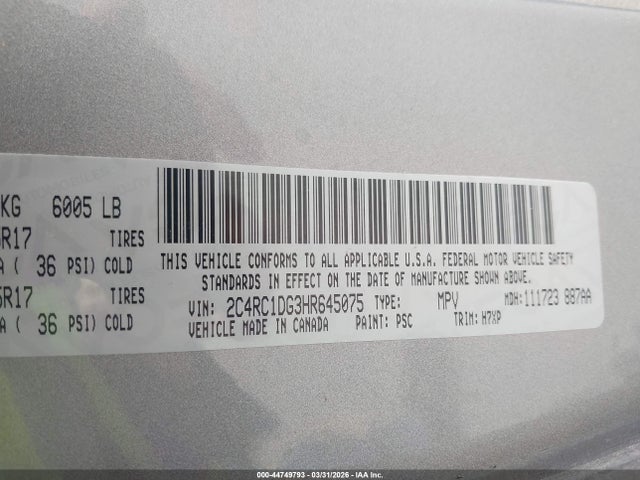 2017 CHRYSLER PACIFICA 2C4RC1DG3HR645075 Photo 8