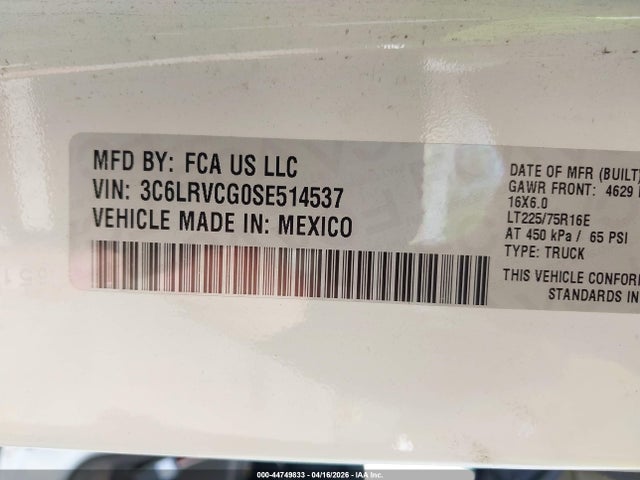 Aukcja sprzedaży 2025 Ram Promaster 2500, vin: 3C6LRVCG0SE514537, numer aukcji: 44749833