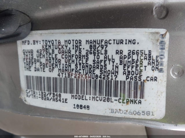 1998 TOYOTA CAMRY 4T1BF22K5WU042517 Photo 8