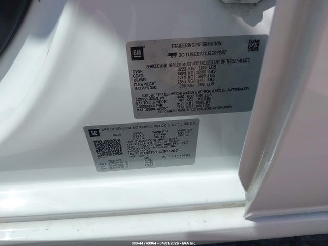 44749964 :رقم المزاد ، 3GTU9EET2LG307287 vin ، 2020 Gmc Sierra 1500 4wd  Short Box At4 مزاد بيع