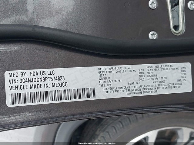 2023 Jeep Compass Limited 4x4 მანქანა იყიდება აუქციონზე, vin: 3C4NJDCN9PT574823, აუქციონის ნომერი: 44749975