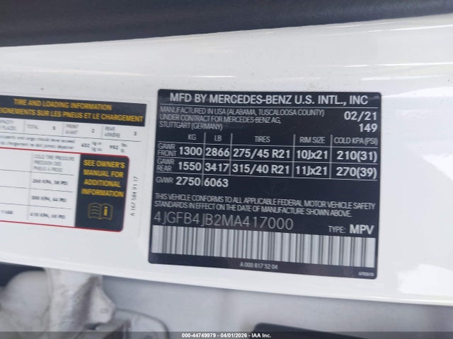 Продажа на аукционе авто 2021 Mercedes-benz Gle 350, vin: 4JGFB4JB2MA417000, номер лота: 44749979