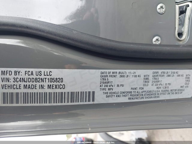 Продаж на аукціоні авто 2022 Jeep Compass Trailhawk 4x4, vin: 3C4NJDDB2NT105820, номер лоту: 44749980