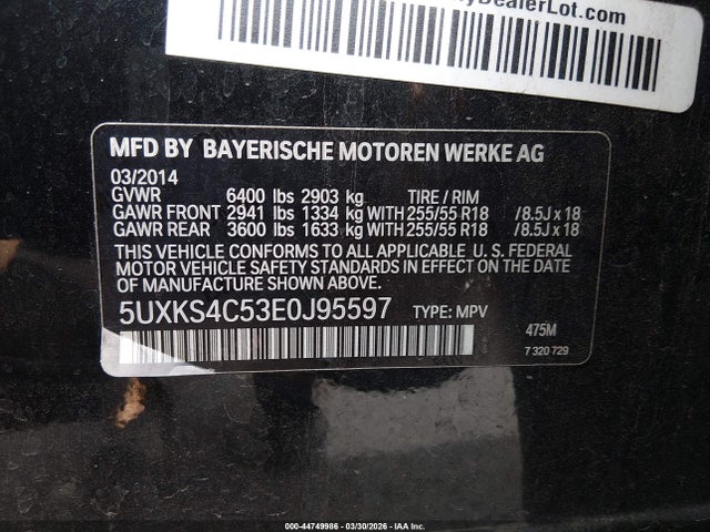 5UXKS4C53E0J95597 BMW X5 Xdrive35d