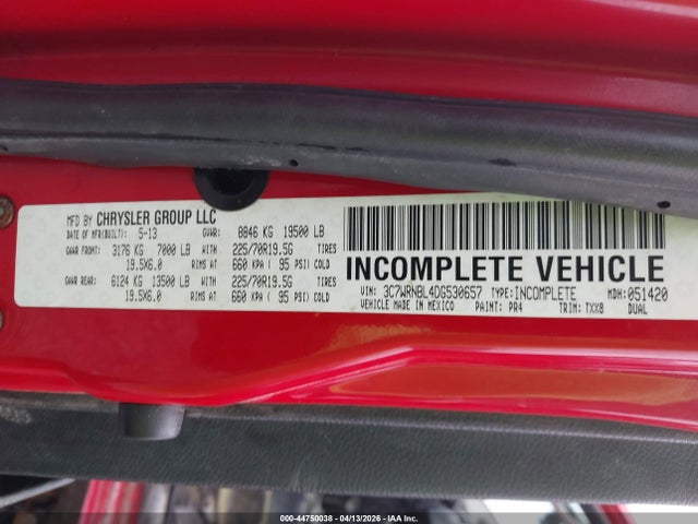 Продажа на аукционе авто 2013 Ram 5500 Chassis Tradesman/slt, vin: 3C7WRNBL4DG530657, номер лота: 44750038