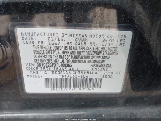 Nissan Versa Note S (sr)/s Plus/sl/sr/sv 2015 3N1CE2CPXFL409365 Image 9