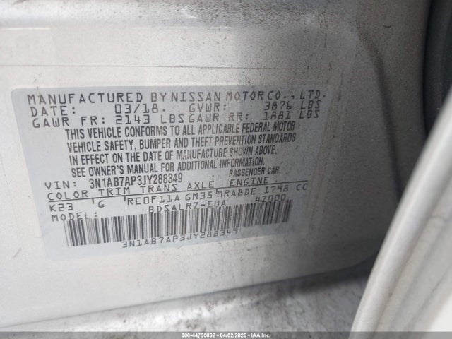 3N1AB7AP3JY288349 Nissan SENTRA SR