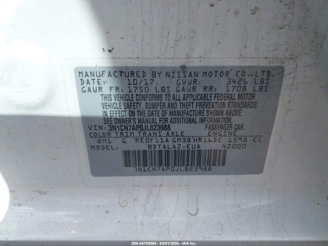 Nissan Versa 1.6 S+ 2018 3N1CN7AP0JL823988 Image 9