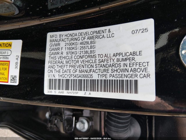 1HGCY2F54SA066635 Honda Accord Hybrid Sport