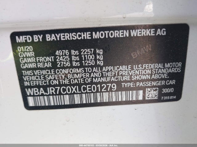 2020 BMW 530I WBAJR7C0XLCE01279 Photo 8