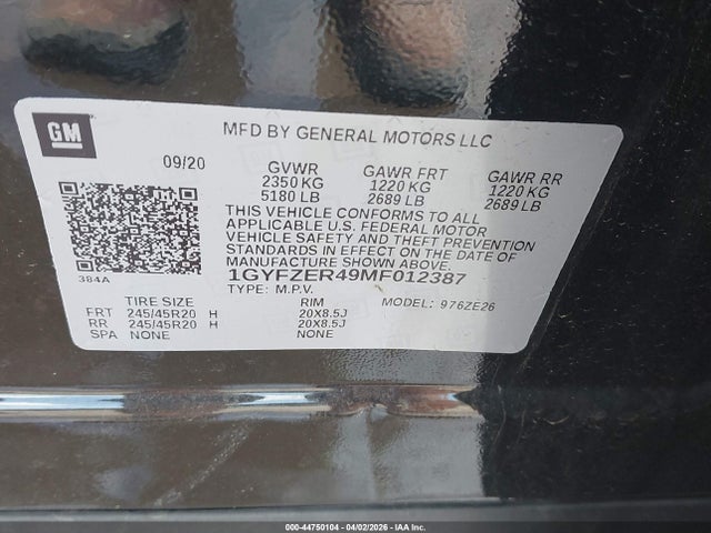 Продаж на аукціоні авто 2021 Cadillac Xt4 Fwd Sport, vin: 1GYFZER49MF012387, номер лоту: 44750104
