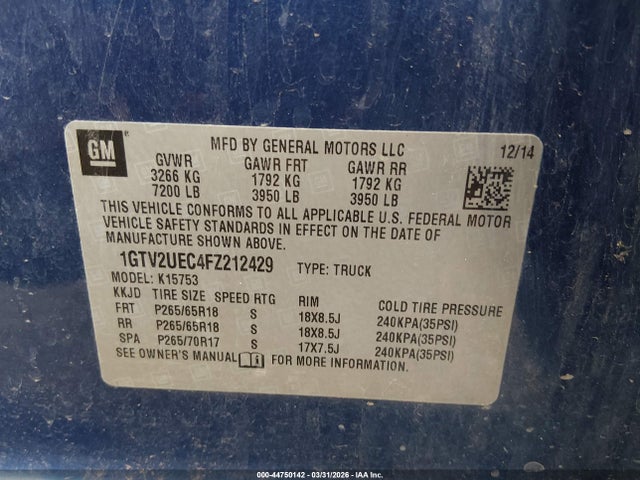 2015 GMC SIERRA 1500 1GTV2UEC4FZ212429 Photo 8