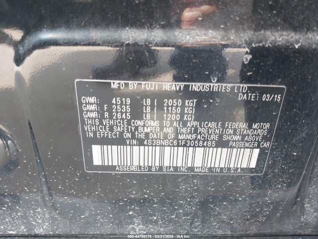 Aukcja sprzedaży 2015 Subaru Legacy 2.5i Premium, vin: 4S3BNBC61F3058485, numer aukcji: 44750178