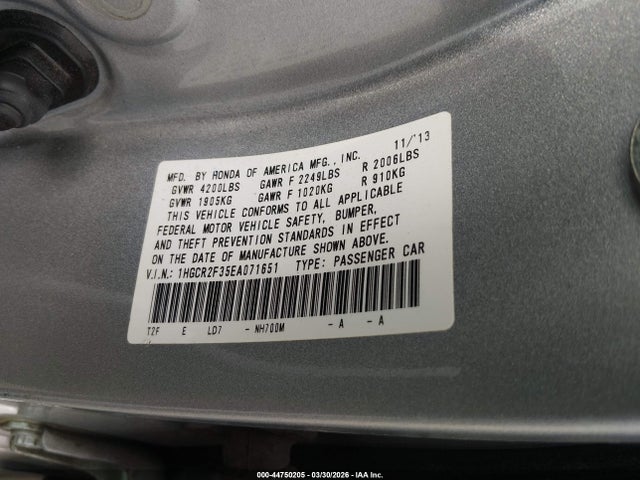 Honda ACCORD LX 2014 1HGCR2F35EA071651 Image 17