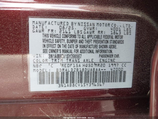 Nissan SENTRA SV 2025 3N1AB8CV1SY396567 Image 9