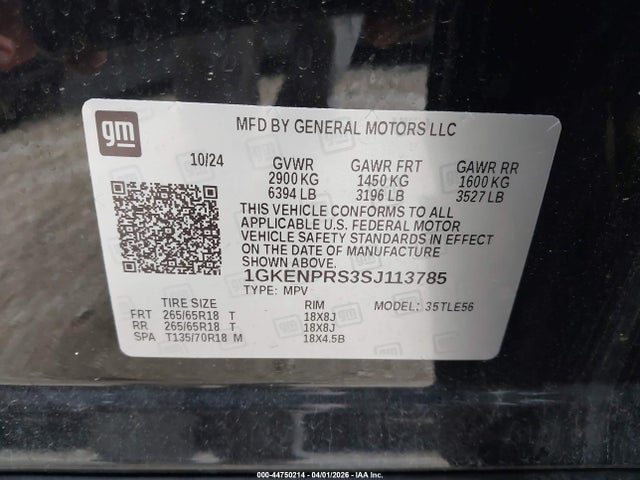 Aukcja sprzedaży 2025 Gmc Acadia Awd At4, vin: 1GKENPRS3SJ113785, numer aukcji: 44750214