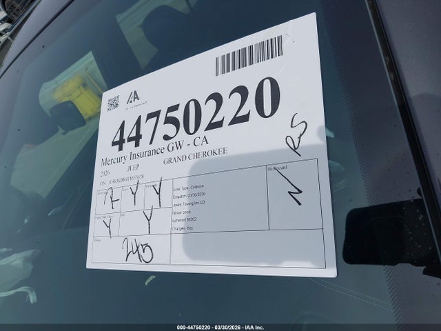 Продаж на аукціоні авто 2026 Jeep Grand Cherokee L Limited 4x4, vin: 1C4RJKBR4T8553638, номер лоту: 44750220