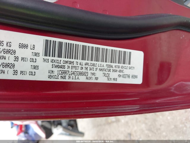 44750225 :رقم المزاد ، 1C6RR7LG4ES306023 vin ، 2014 Ram 1500 Big Horn مزاد بيع