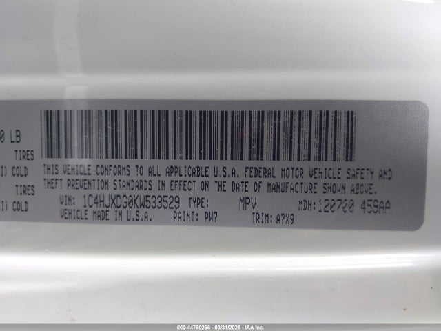 Продаж на аукціоні авто 2019 Jeep Wrangler Unlimited Sport S 4x4, vin: 1C4HJXDG0KW533529, номер лоту: 44750256