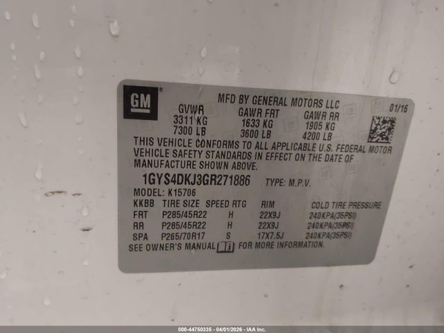 Продажа на аукционе авто 2016 Cadillac Escalade Platinum, vin: 1GYS4DKJ3GR271886, номер лота: 44750335