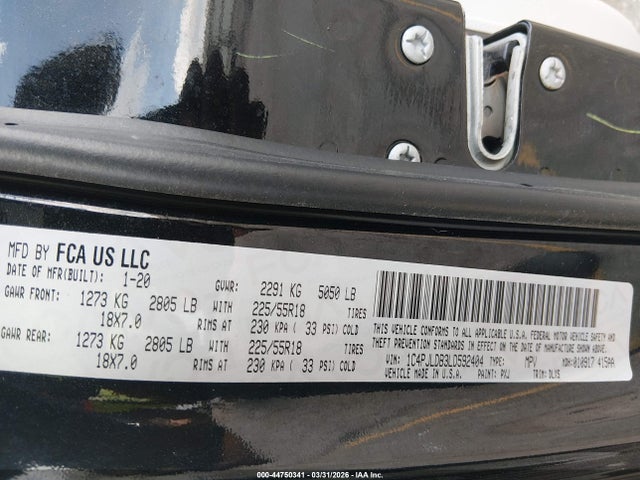 Продажа на аукционе авто 2020 Jeep Cherokee Limited Fwd, vin: 1C4PJLDB3LD592404, номер лота: 44750341