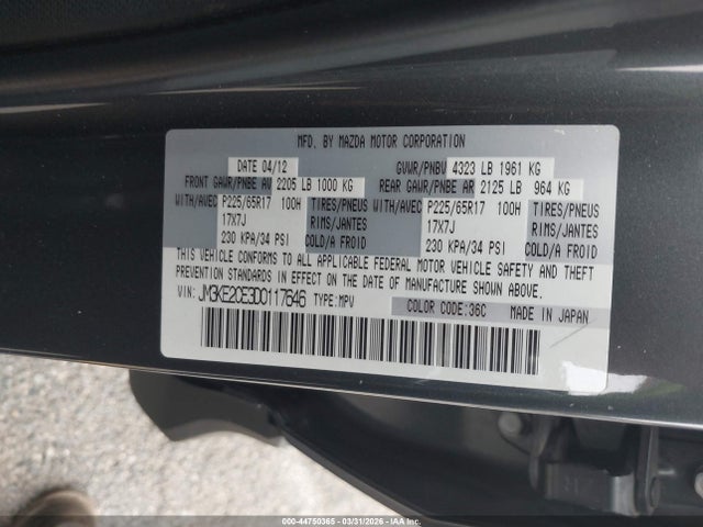 Aukcja sprzedaży 2013 Mazda Cx-5 Touring, vin: JM3KE2CE3D0117646, numer aukcji: 44750365