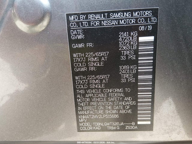 Nissan Rogue Sv Intelligent Awd 2020 KNMAT2MV2LP515686 Image 9