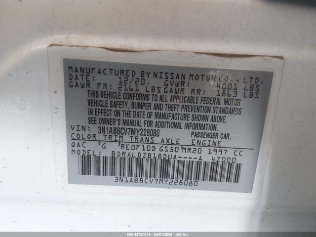 3N1AB8CV7MY228080 Nissan Sentra Sv Xtronic Cvt