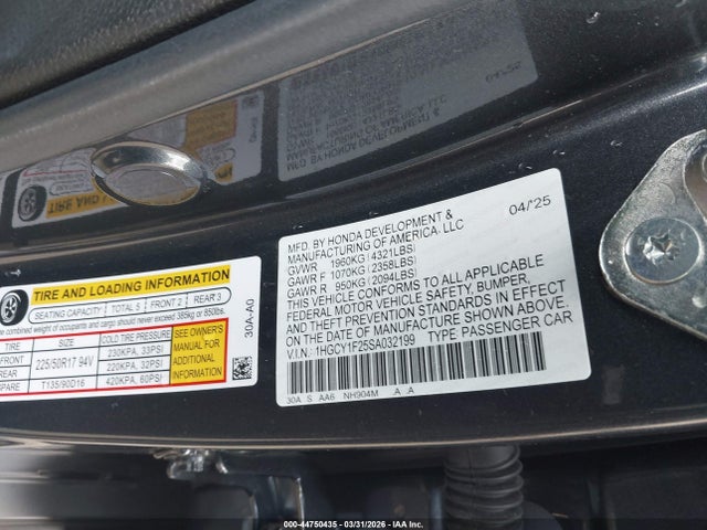 1HGCY1F25SA032199 Honda ACCORD LX