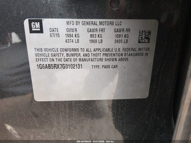 1G6AB5RX7G0102131 Cadillac Ats Luxury Collection