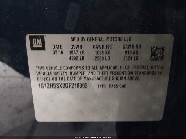 2016 CHEVROLET MALIBU 1G1ZH5SX0GF218365 Photo 8