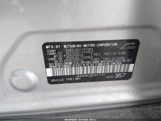 Продаж на аукціоні авто 2023 Mitsubishi Outlander Sport 2.0 Se Awc, vin: JA4ARUAU2PU017107, номер лоту: 44750526