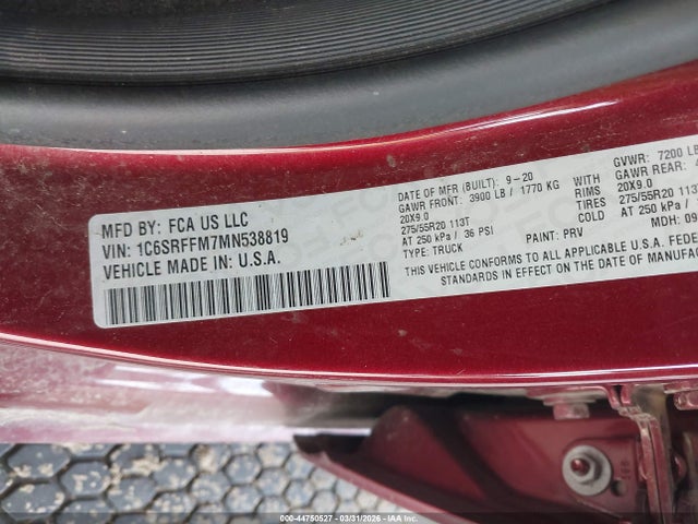 2021 RAM 1500 1C6SRFFM7MN538819 Photo 8