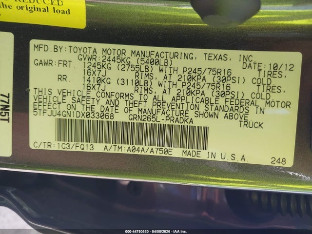 2013 TOYOTA TACOMA 5TFJU4GN1DX033068 Photo 8