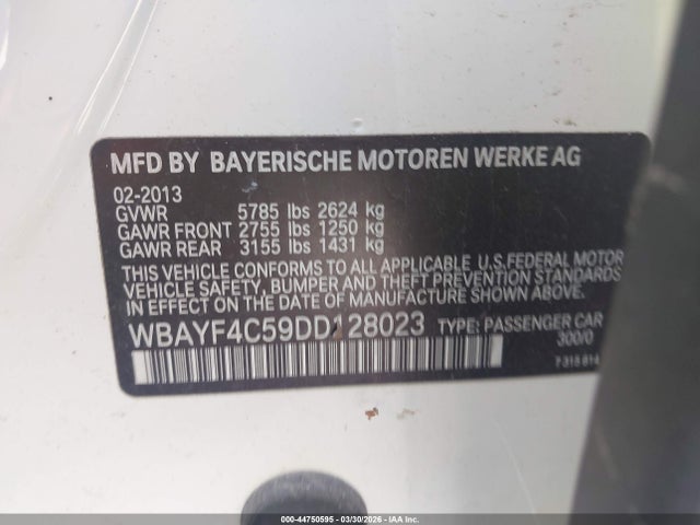 Aukcja sprzedaży 2013 Bmw 740li Xdrive, vin: WBAYF4C59DD128023, numer aukcji: 44750595