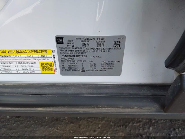 1GNKRHKD0HJ170630 Chevrolet Traverse 2lt