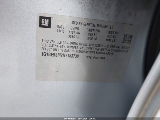 1G1BE5SM2H7183730 Chevrolet Cruze Lt Auto