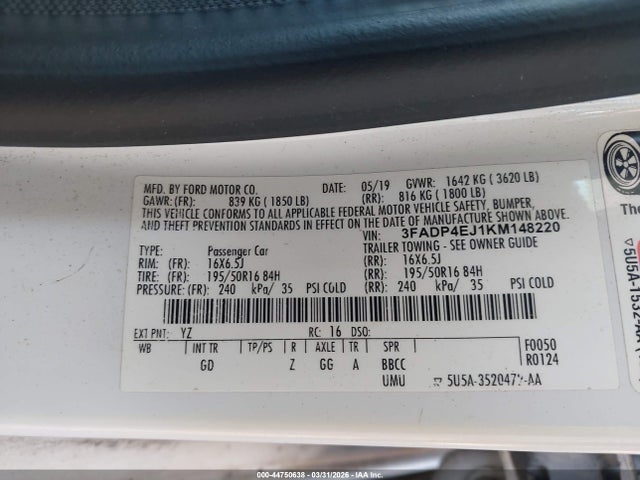 2019 FORD FIESTA 3FADP4EJ1KM148220 Photo 8