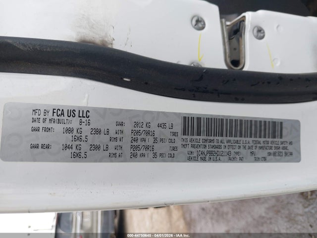 44750645 :رقم المزاد ، 1C4NJPBB2HD121143 vin ، 2017 Jeep Patriot Sport Fwd مزاد بيع