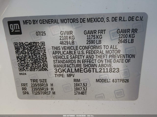 Продаж на аукціоні авто 2026 Gmc Terrain Fwd Elevation, vin: 3GKALMEG6TL211823, номер лоту: 44750655