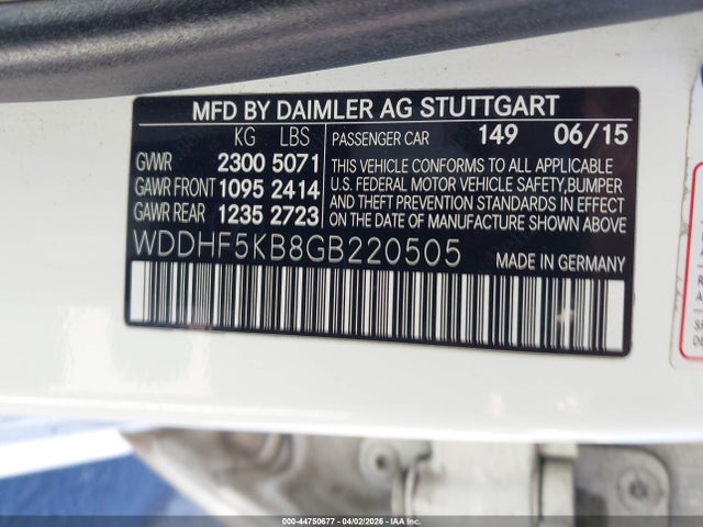 WDDHF5KB8GB220505 Mercedes-Benz E 350