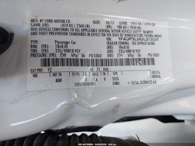 1FADP3L90JL213531 Ford FOCUS ST